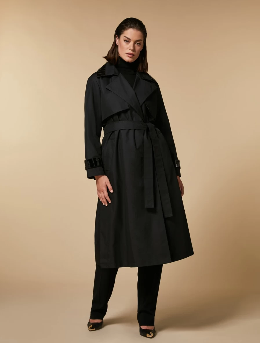 Marina Rinaldi Women's Black Sequin Embroidered Waterproof Raincoat