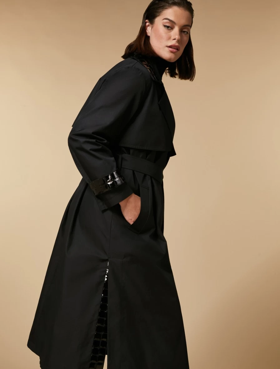Marina Rinaldi Women's Black Sequin Embroidered Waterproof Raincoat