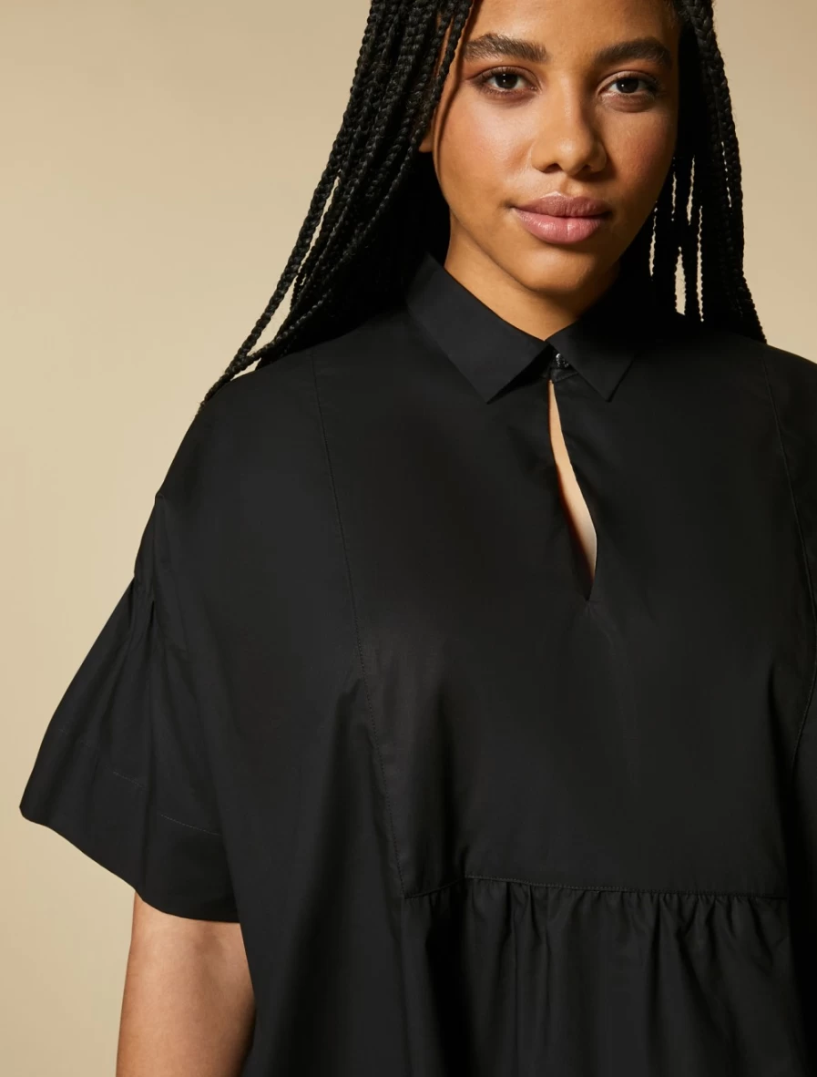 "Marina Rinaldi Women's Black Cotton Poplin Blouse – Elegant & Comfortable Top"