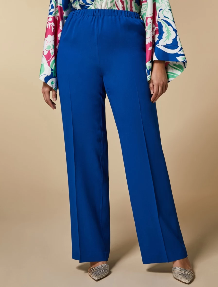 Marina Rinaldi Women's China Blue Crepe Envers Satin Trousers