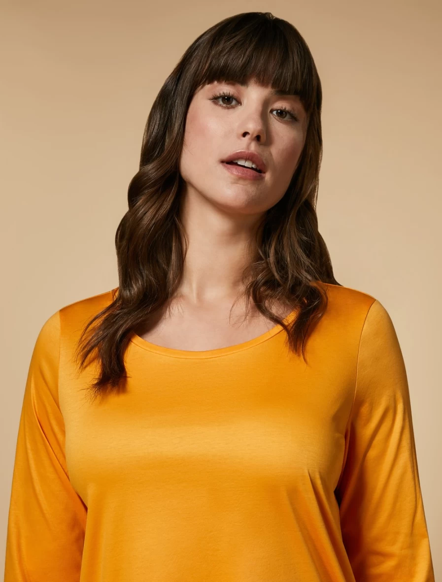 Marina Rinaldi Women's Orange Jersey T-Shirt - Soft Cotton Short Sleeve Top