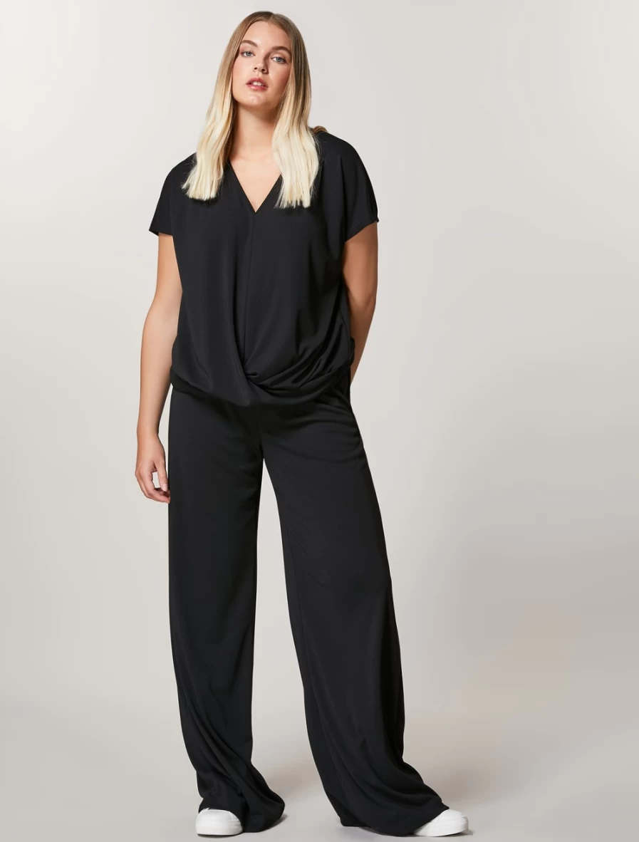 Marina Rinaldi Women's Black Interlock Jersey Trousers - Comfort Stretch Pants