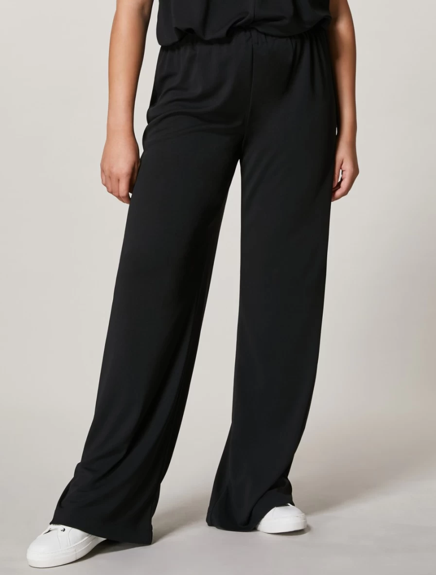 Marina Rinaldi Women's Black Interlock Jersey Trousers - Comfort Stretch Pants