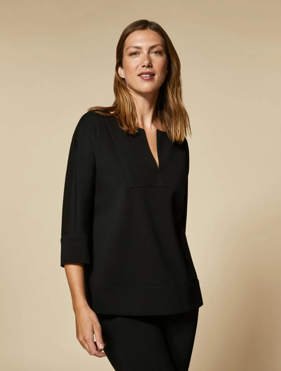 Marina Rinaldi Women's Black Jersey Sweatshirt - Comfortable & Stylish Pullover Top