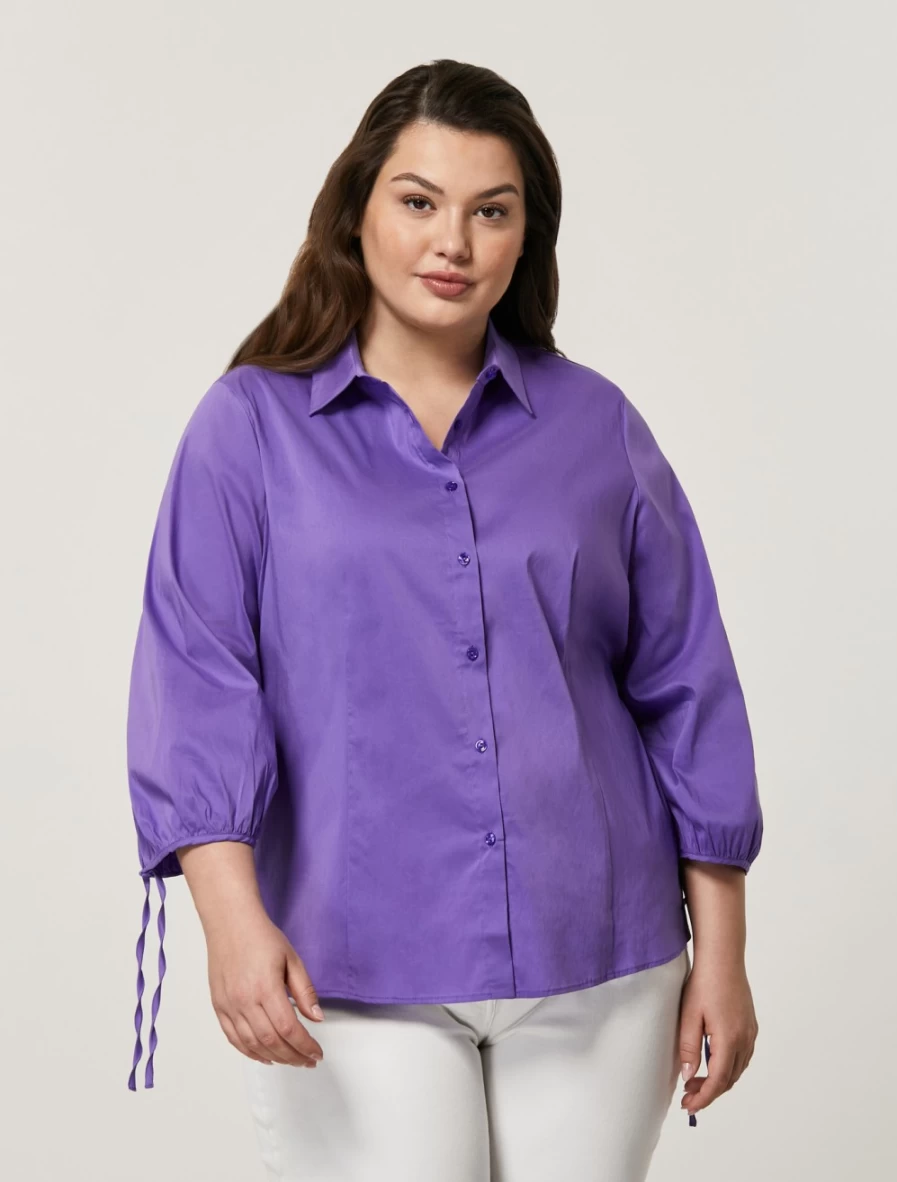 "Marina Rinaldi Women's Purple Cotton Nylon Poplin Shirt"