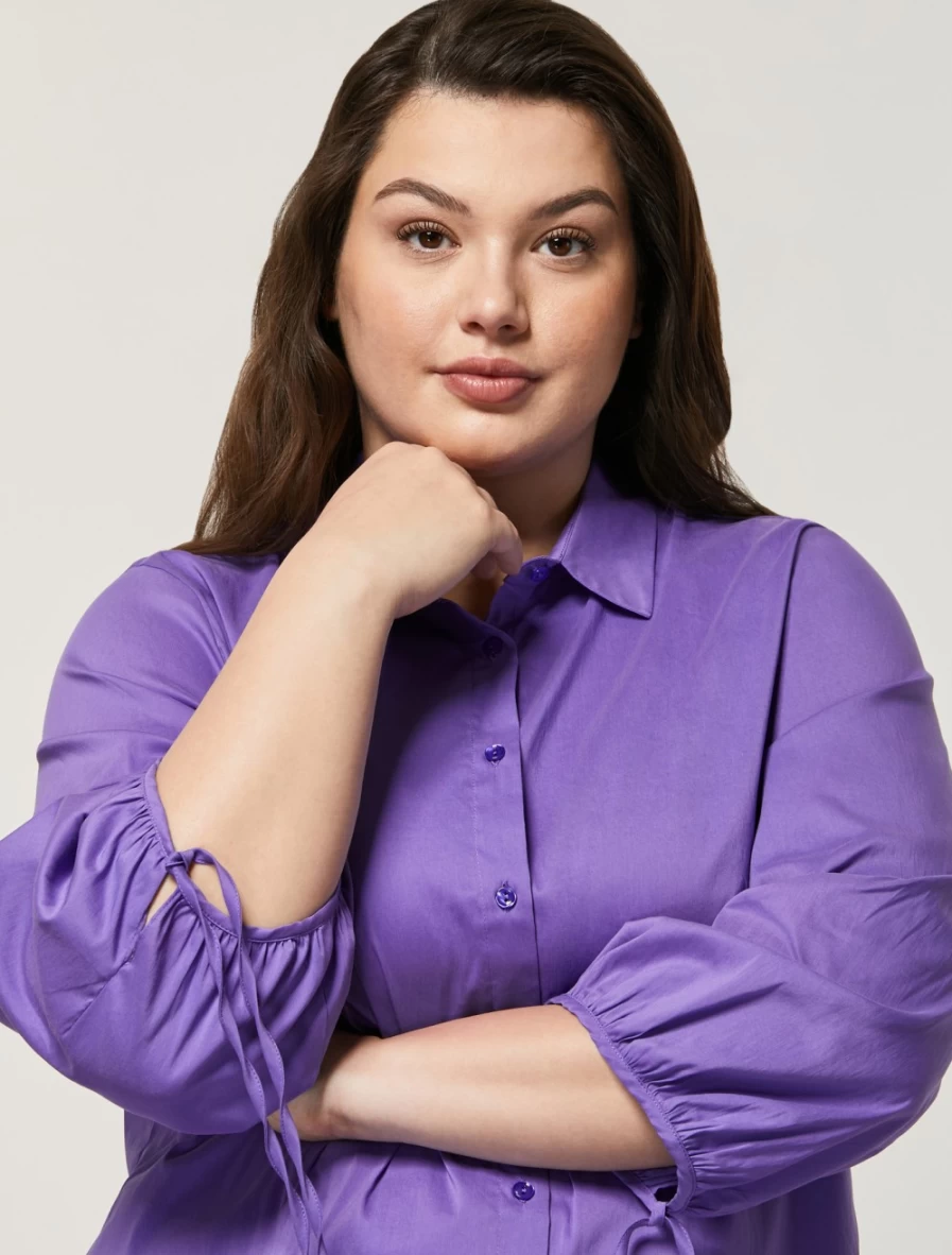 "Marina Rinaldi Women's Purple Cotton Nylon Poplin Shirt"