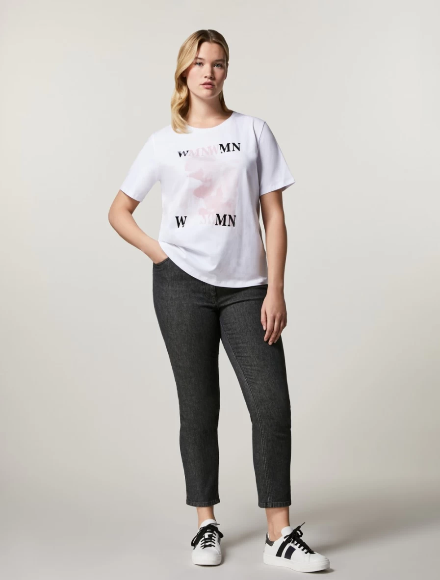 Marina Rinaldi Women's Black Cotton Denim Trousers