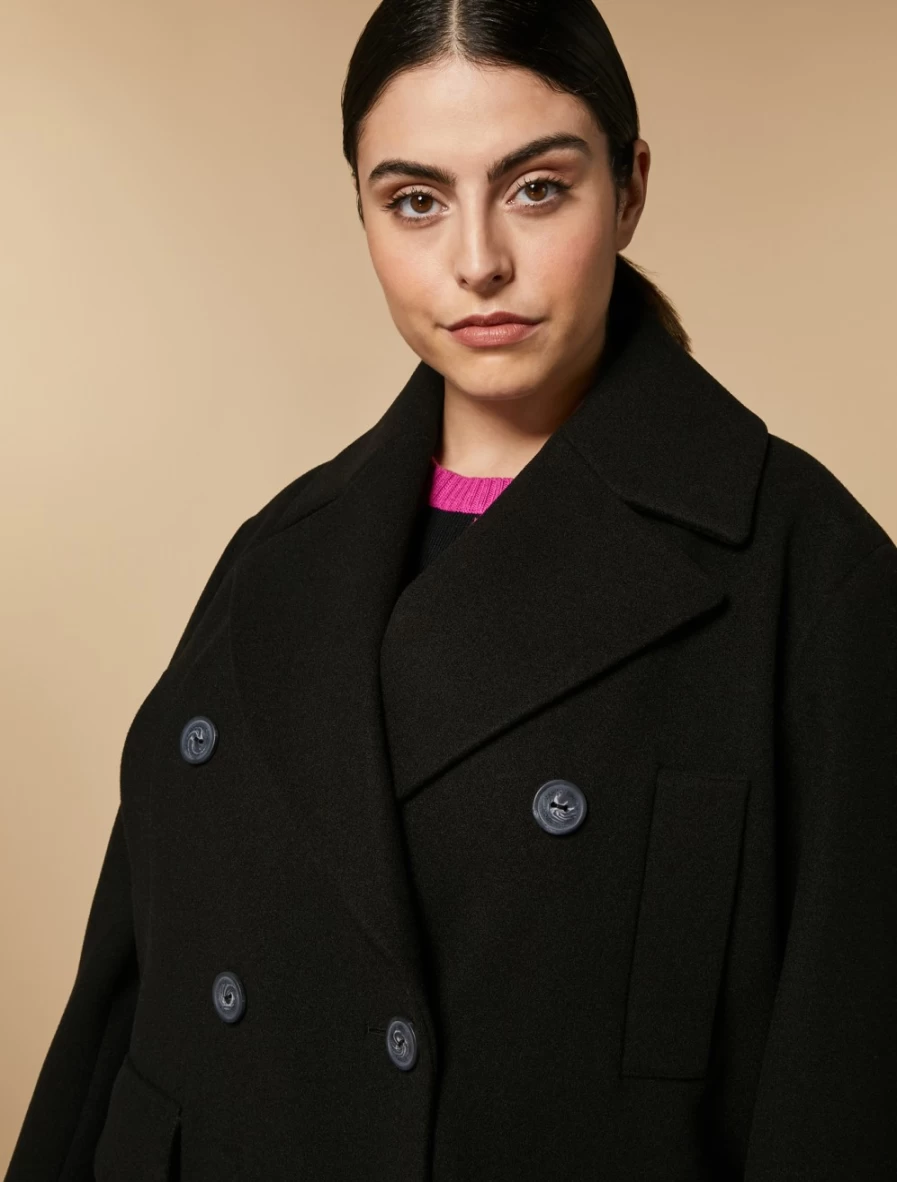 Marina Rinaldi Women's Black Jersey Pea Coat