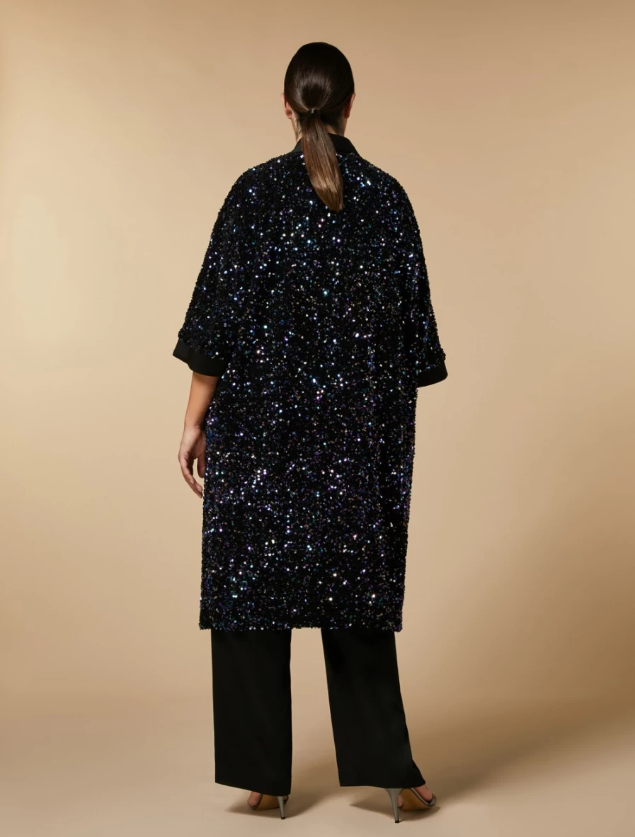 Marina Rinaldi Women's Black Sequinned Kimono Tunic Top
