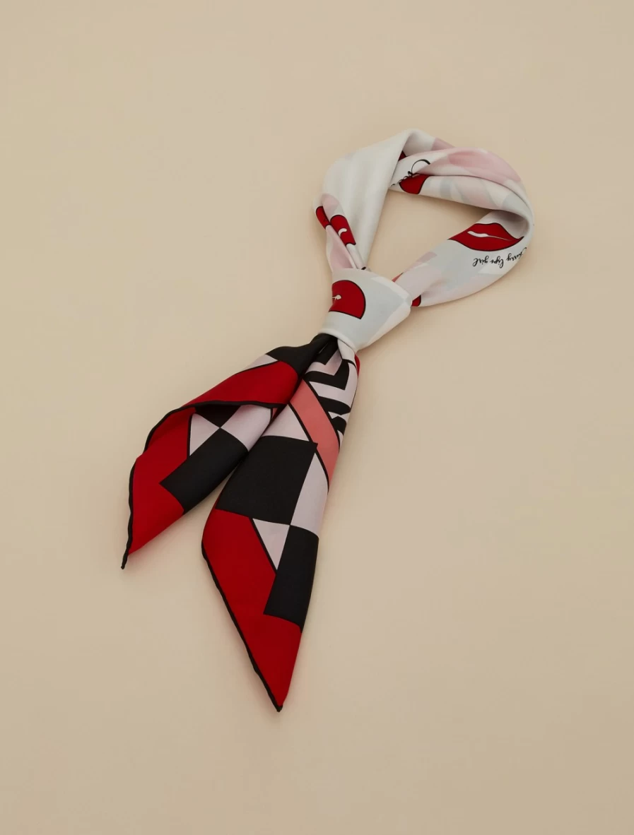 Marina Rinaldi Women's Red Silk Neckerchief – Elegant Fashion Scarf