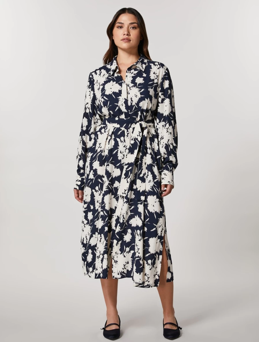 Marina Rinaldi Women's Dark Navy Printed Shirt Dress