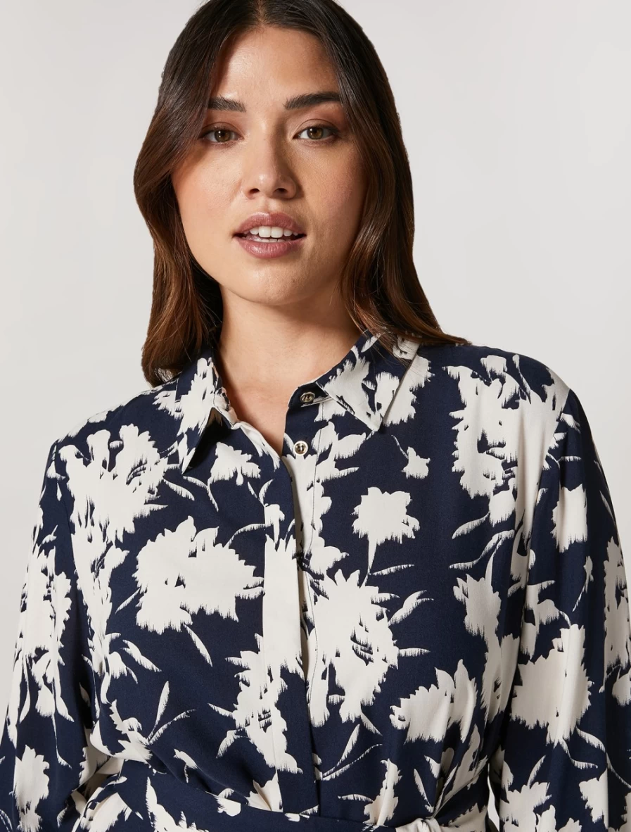 Marina Rinaldi Women's Dark Navy Printed Shirt Dress
