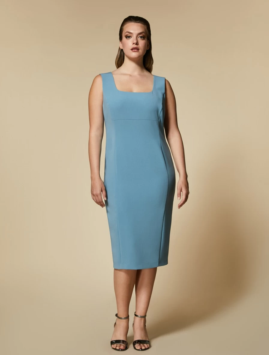 "Marina Rinaldi Women's Ski Blue Triacetate Dress – Comfortable & Stylish"