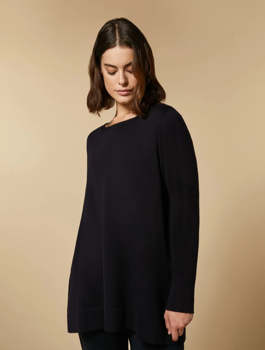 "Marina Rinaldi Women's Dark Navy Wool Sweater – Premium Knitwear"