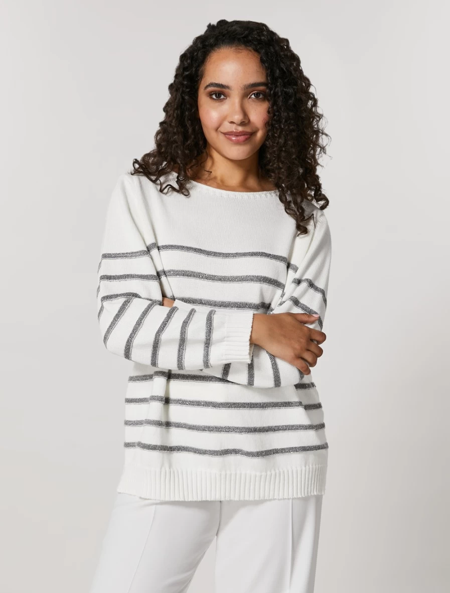 "Marina Rinaldi Women's White Pure Cotton Sweater"