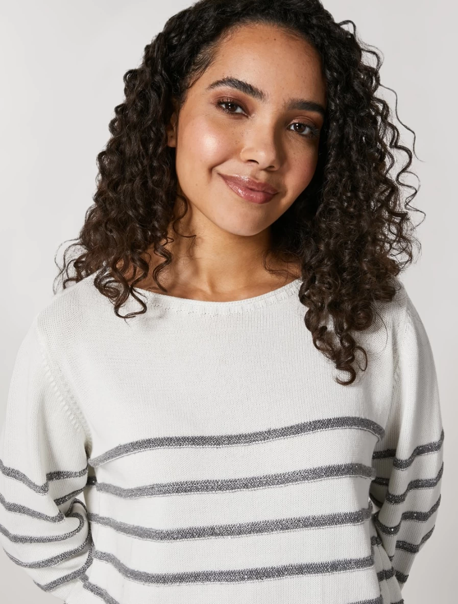 "Marina Rinaldi Women's White Pure Cotton Sweater"