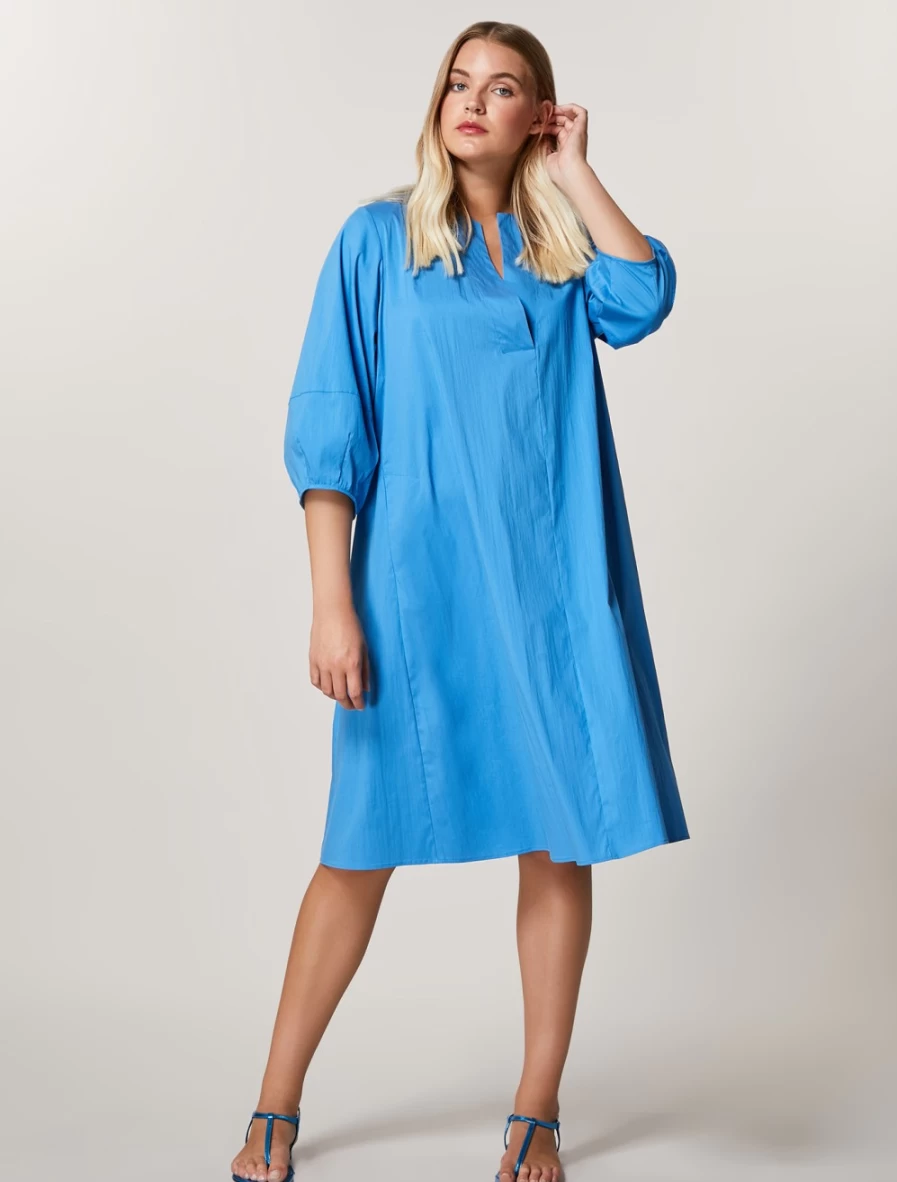 "Marina Rinaldi Women's Ski Blue Stretch Cotton Nylon Dress"