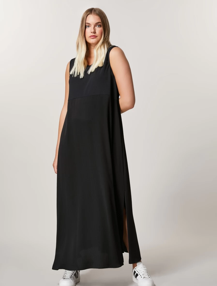Marina Rinaldi Women's Black Interlock Jersey Dress