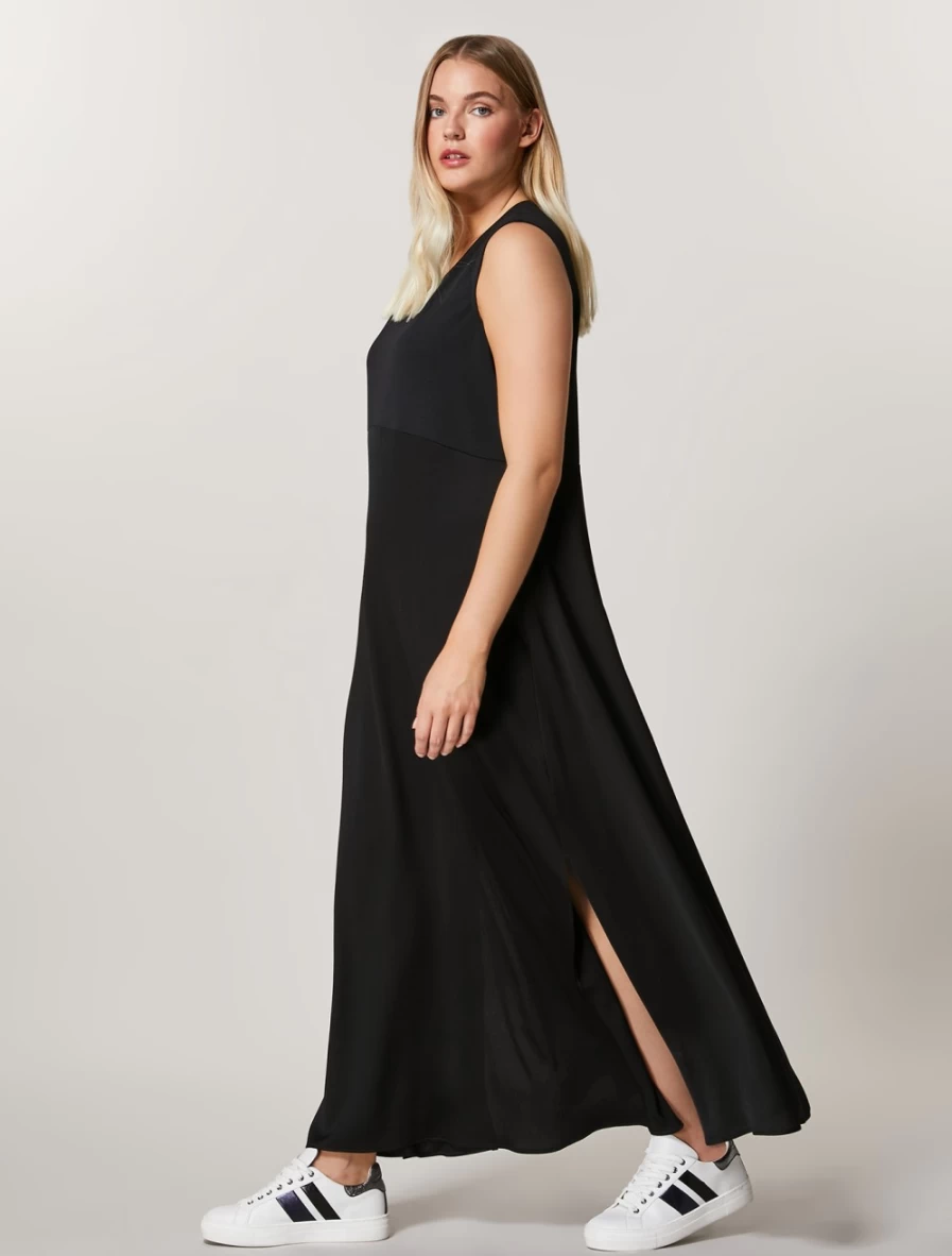 Marina Rinaldi Women's Black Interlock Jersey Dress