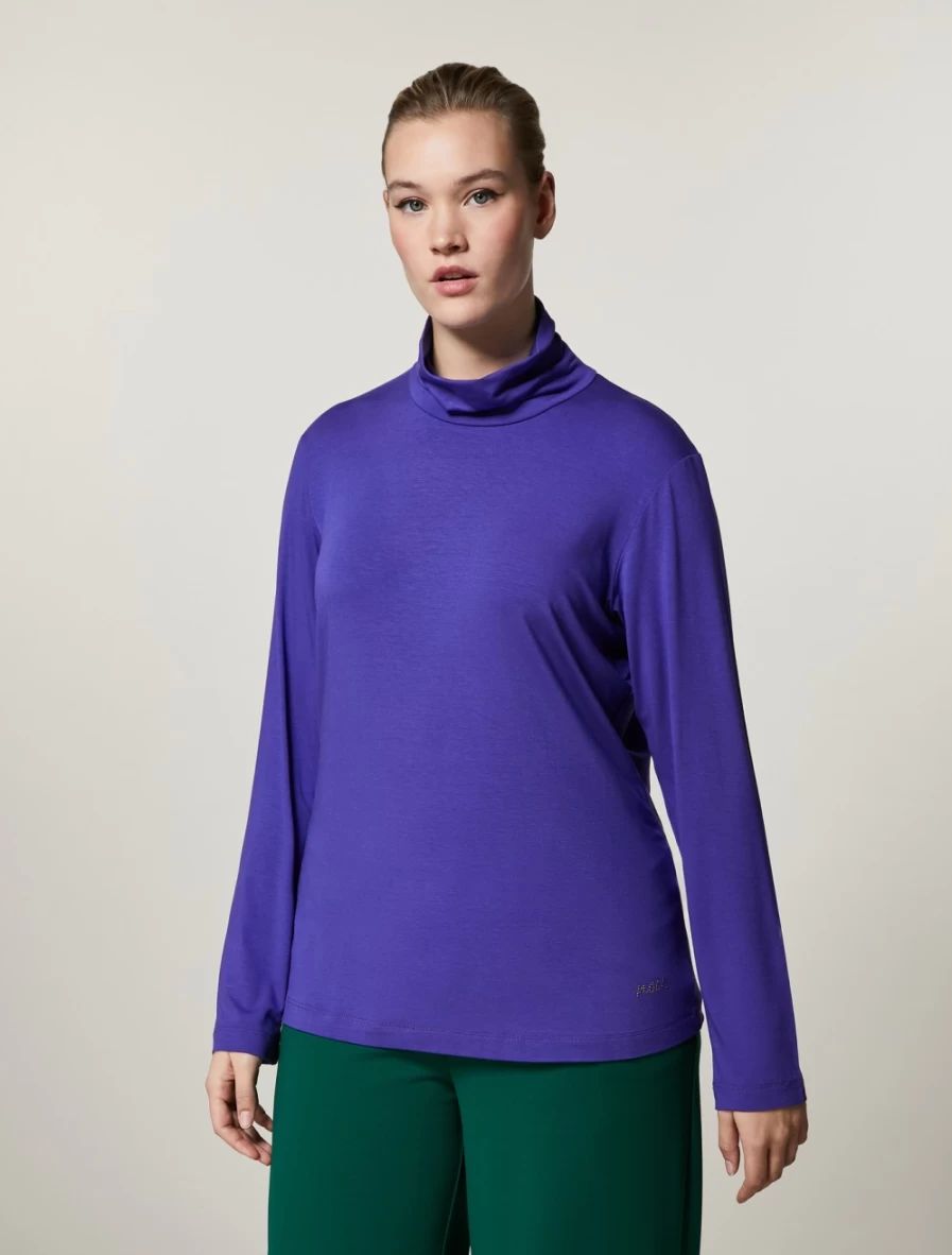 Marina Rinaldi Women's Purple Viscose Polo Neck Sweater Jersey Top