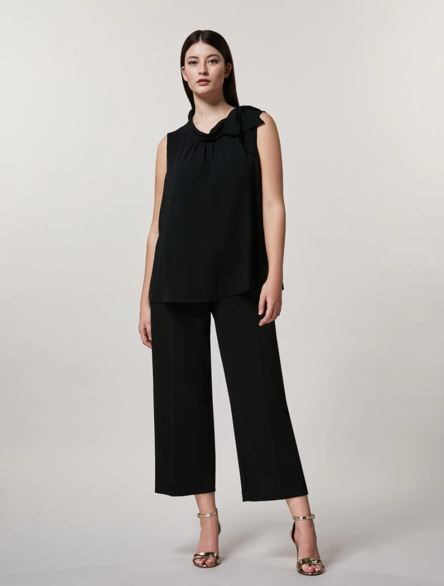 Marina Rinaldi Women's Black Scuba Crepe Cropped Trousers