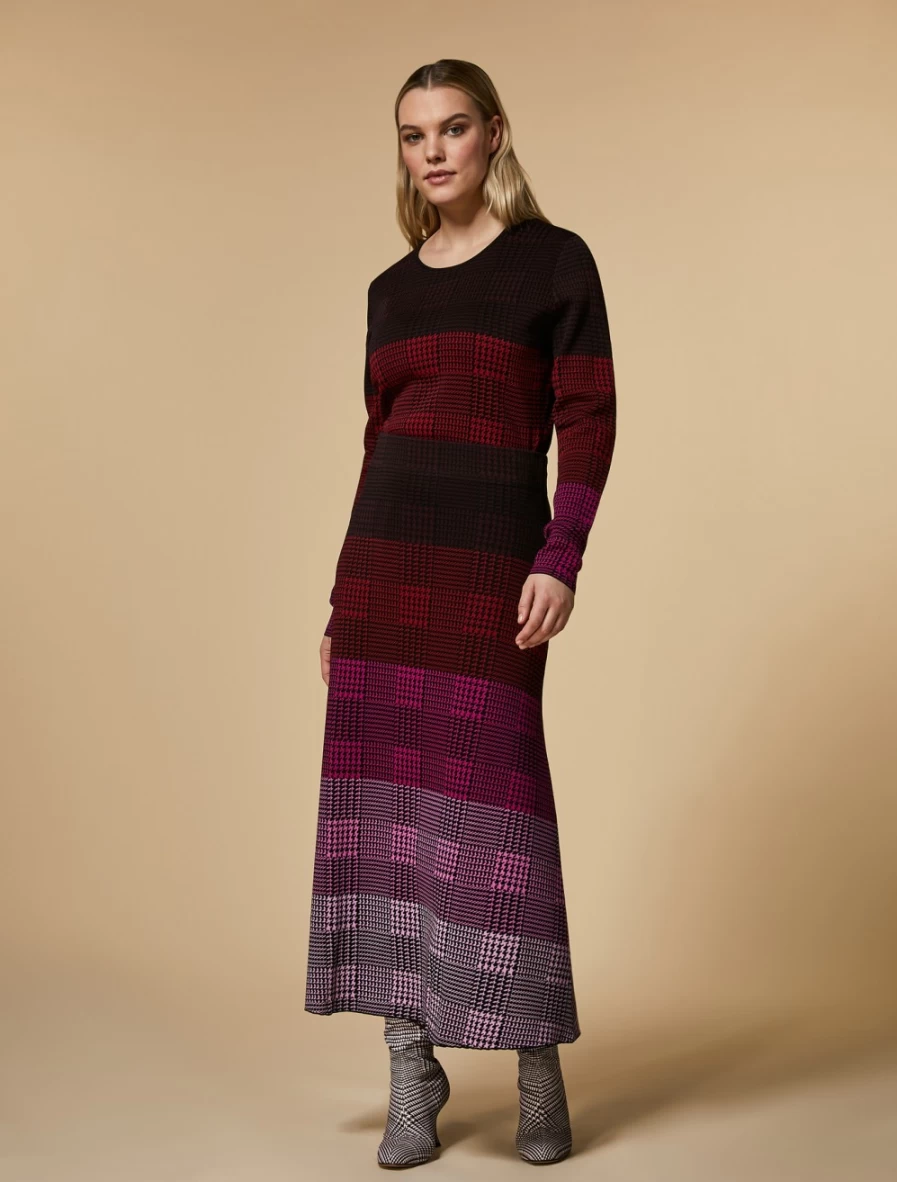 Marina Rinaldi Women's Bordeaux Prince Of Wales Check Knit Skirt