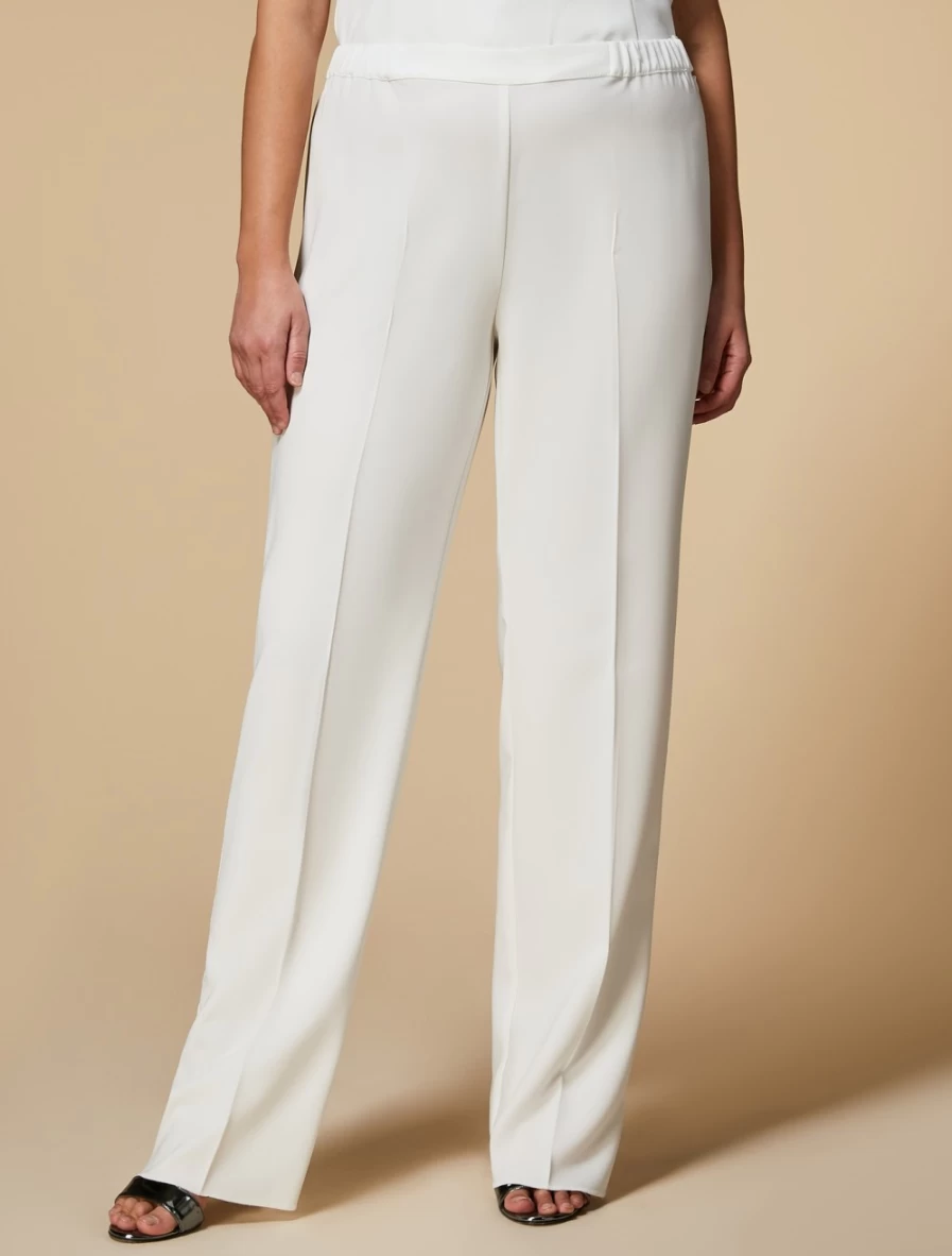 "Marina Rinaldi Women's White Triacetate Comfort Trousers"