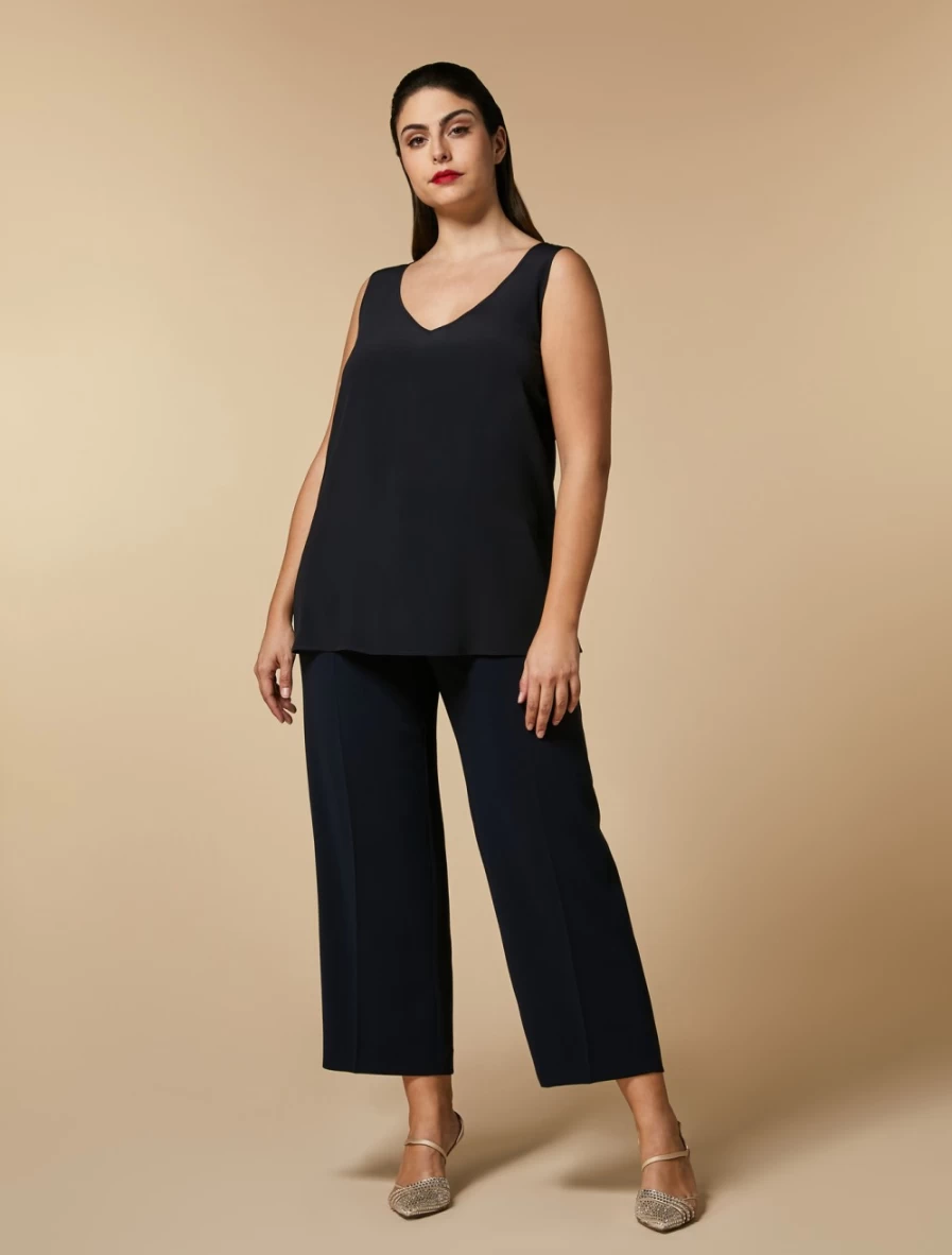 Marina Rinaldi Women's Dark Navy Straight-Fit Triacetate Trousers