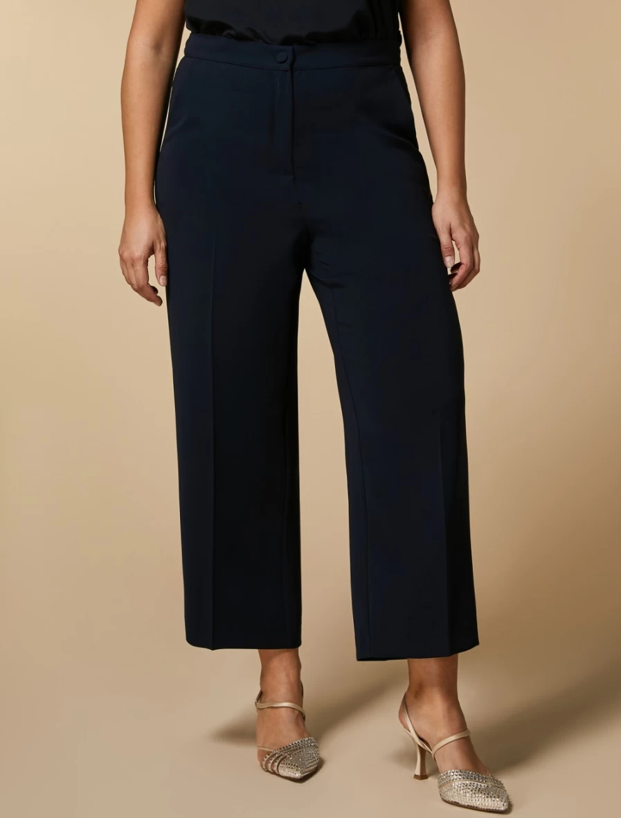 Marina Rinaldi Women's Dark Navy Straight-Fit Triacetate Trousers