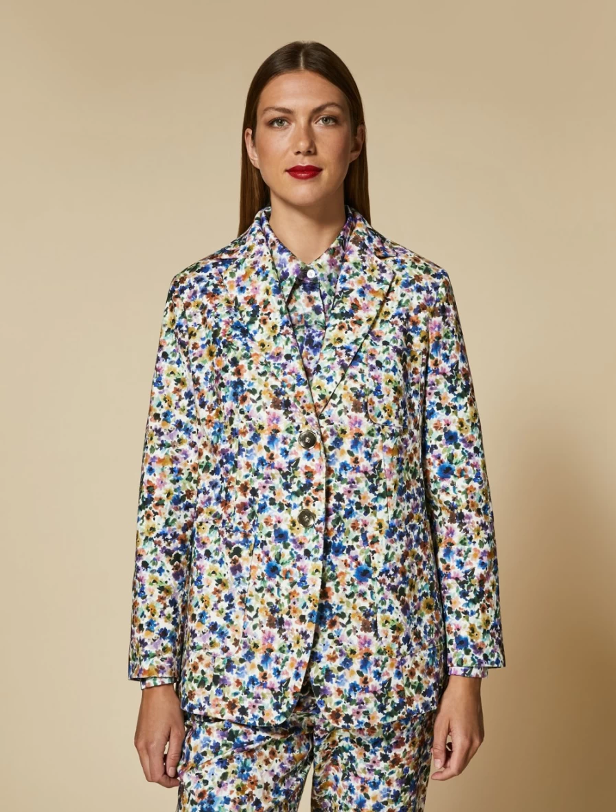 "Marina Rinaldi Women's Wisteria Printed Blazer Jacket | Elegant Floral Design"