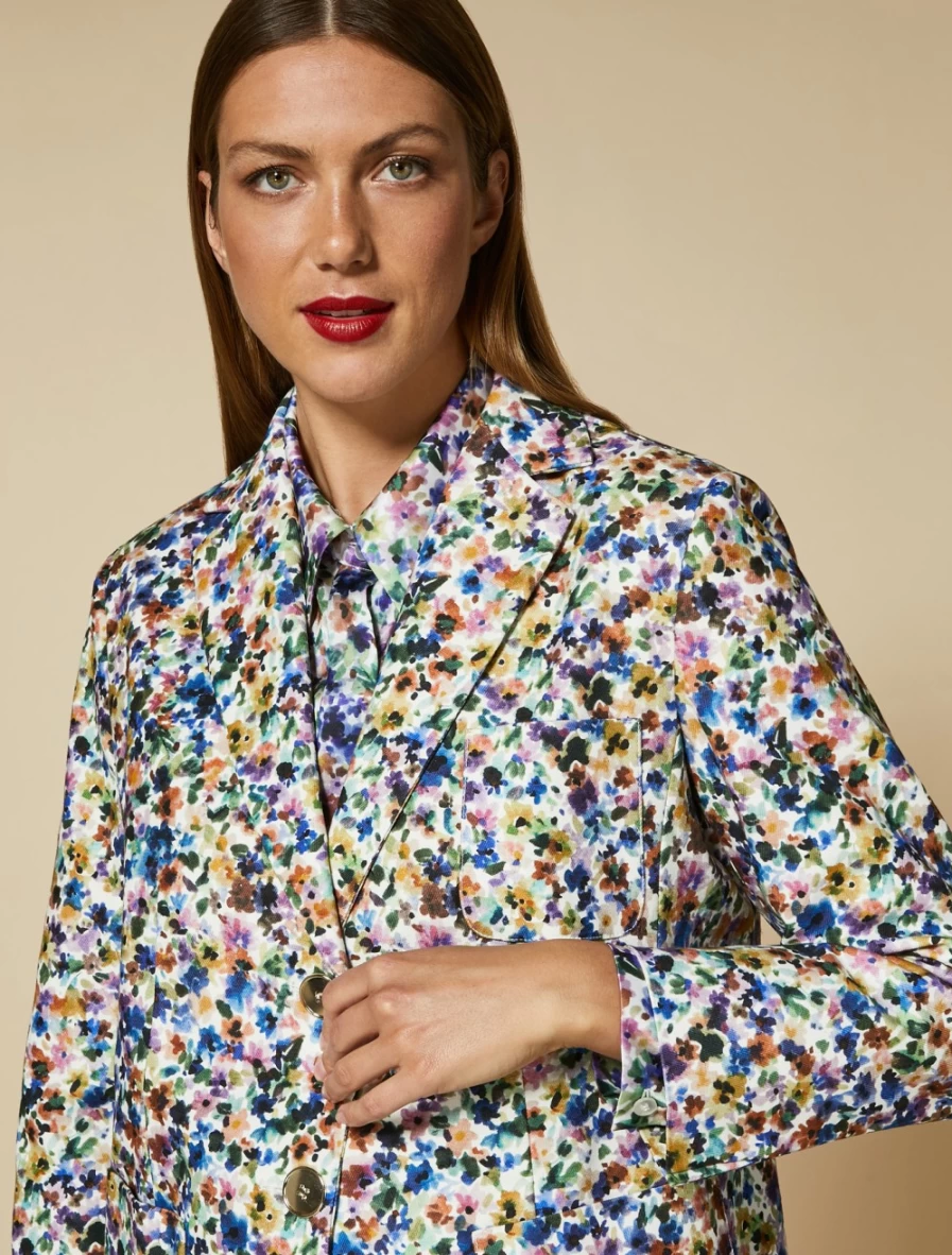 "Marina Rinaldi Women's Wisteria Printed Blazer Jacket | Elegant Floral Design"