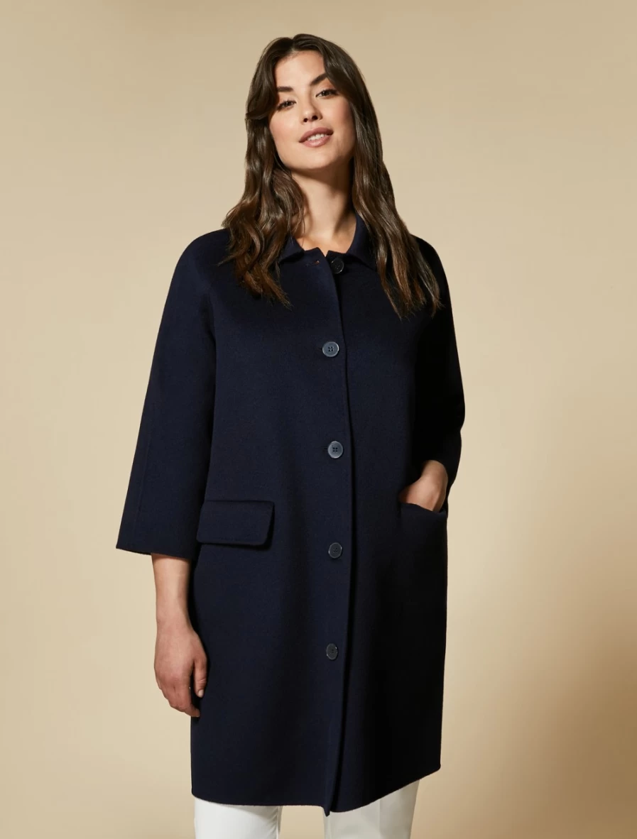 "Marina Rinaldi Women's Dark Navy Double-Faced Wool & Cashmere Coat"