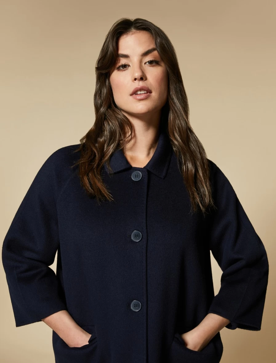 "Marina Rinaldi Women's Dark Navy Double-Faced Wool & Cashmere Coat"