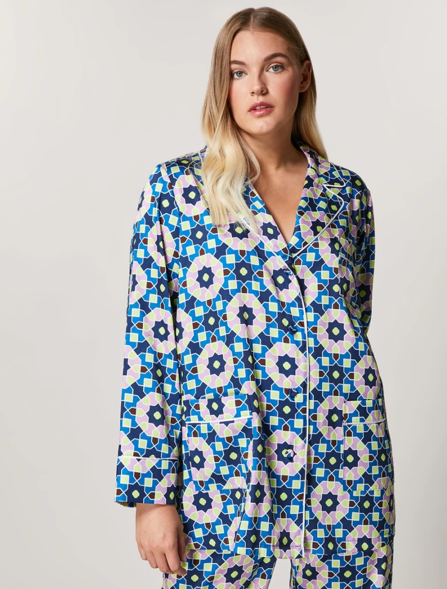 Marina Rinaldi Women's Dark Navy Printed Drill Jacket