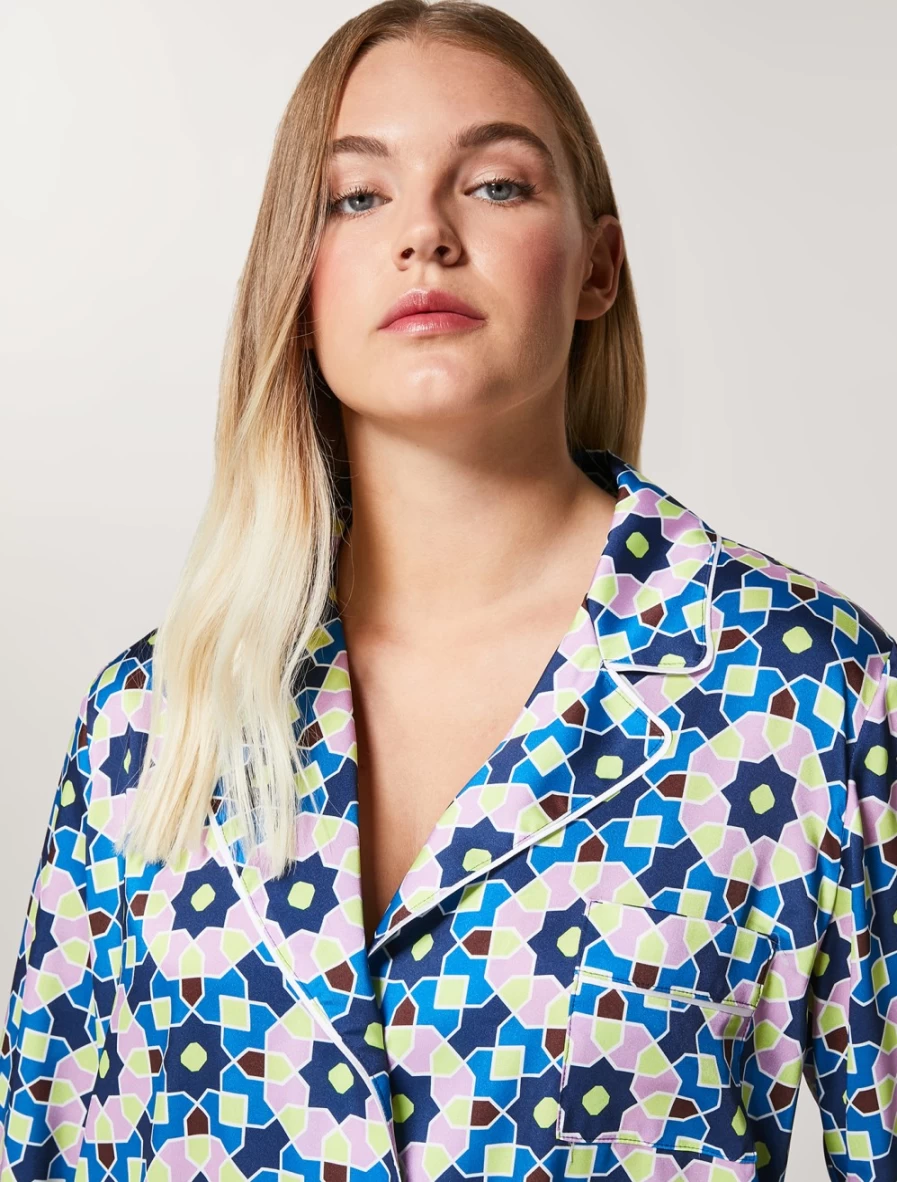 Marina Rinaldi Women's Dark Navy Printed Drill Jacket