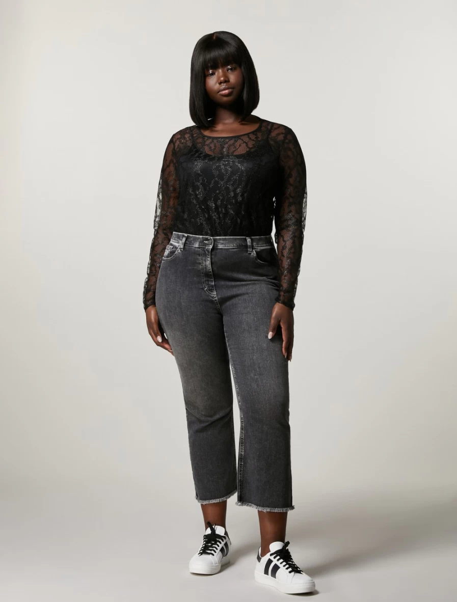 Marina Rinaldi Women's Black Stretch Denim Trousers for Comfort & Style