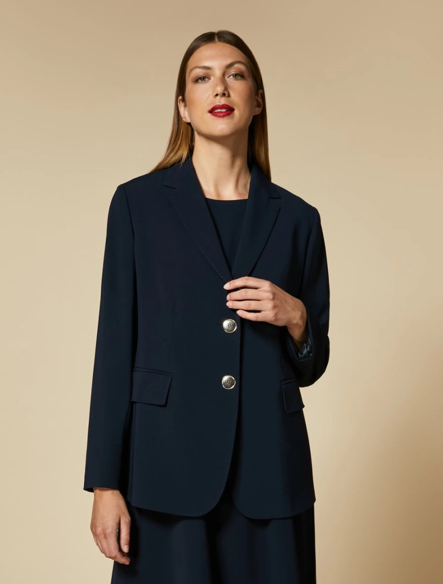 Marina Rinaldi Women's Dark Navy Triacetate Blazer for Elegant Office Wear