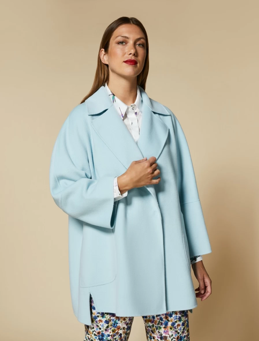 "Marina Rinaldi Women's Ski Blue Double-Faced Wool-Blend Jacket | Premium Winter Coat"
