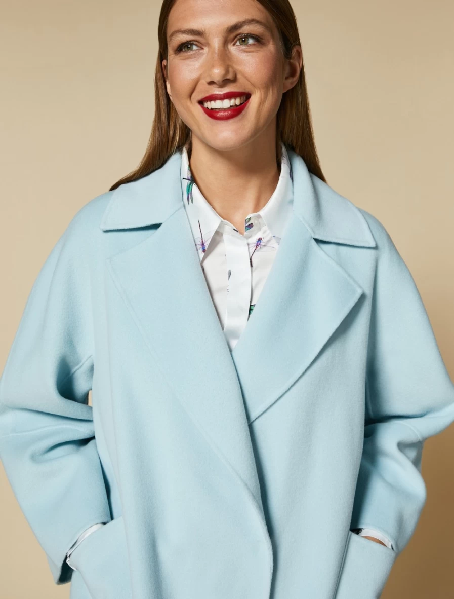 "Marina Rinaldi Women's Ski Blue Double-Faced Wool-Blend Jacket | Premium Winter Coat"