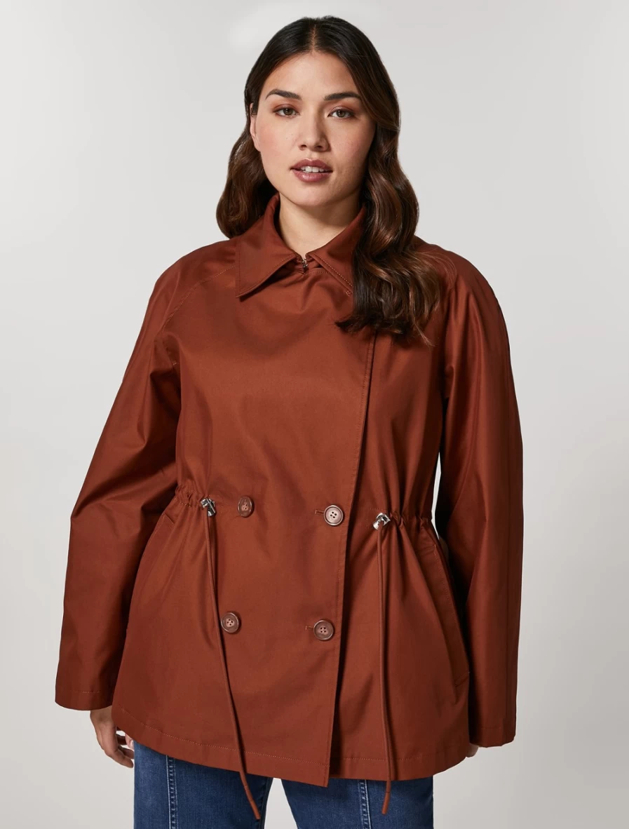 Marina Rinaldi Women's Brown Cotton-Blend Waterproof Raincoat