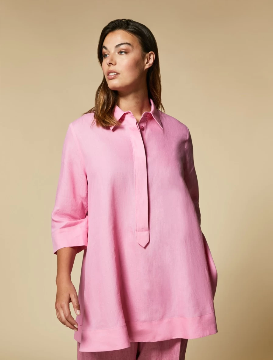 "Marina Rinaldi Women's Pink Lightweight Linen Tunic Top"