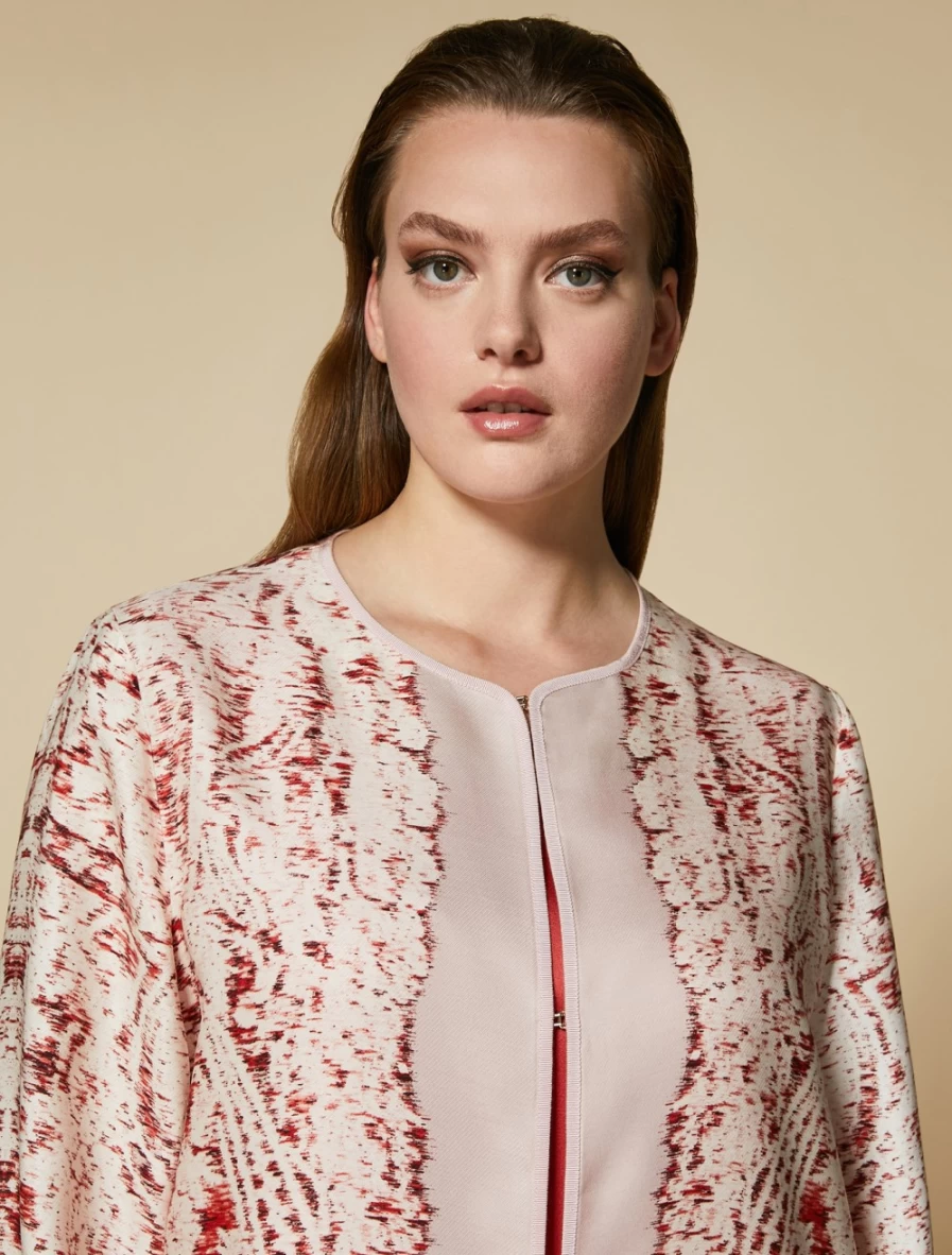 "Marina Rinaldi Women's Pink Printed Gazar Duster Coat"