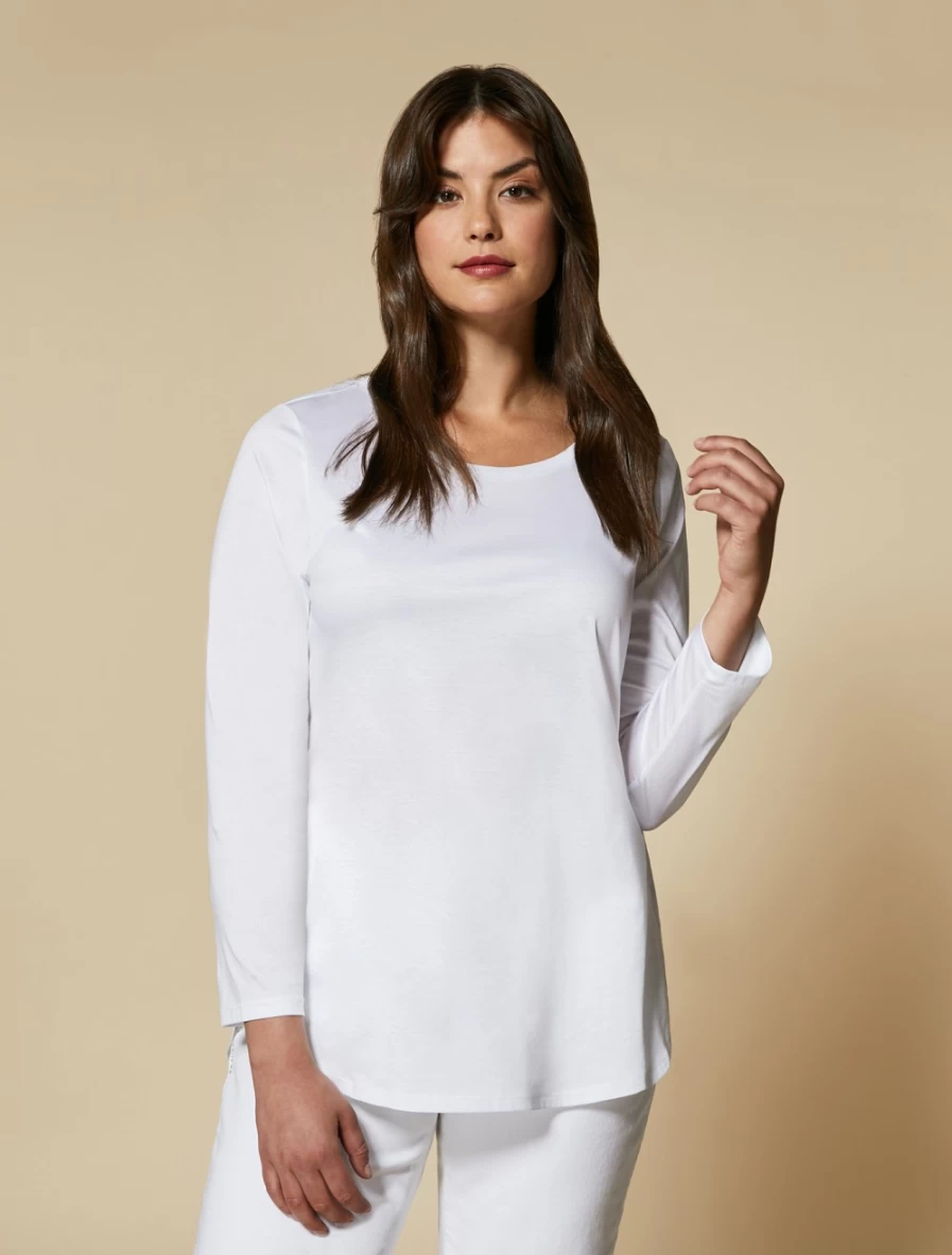 "Marina Rinaldi Women's White Jersey T-Shirt – Soft Cotton Classic Fit Top"
