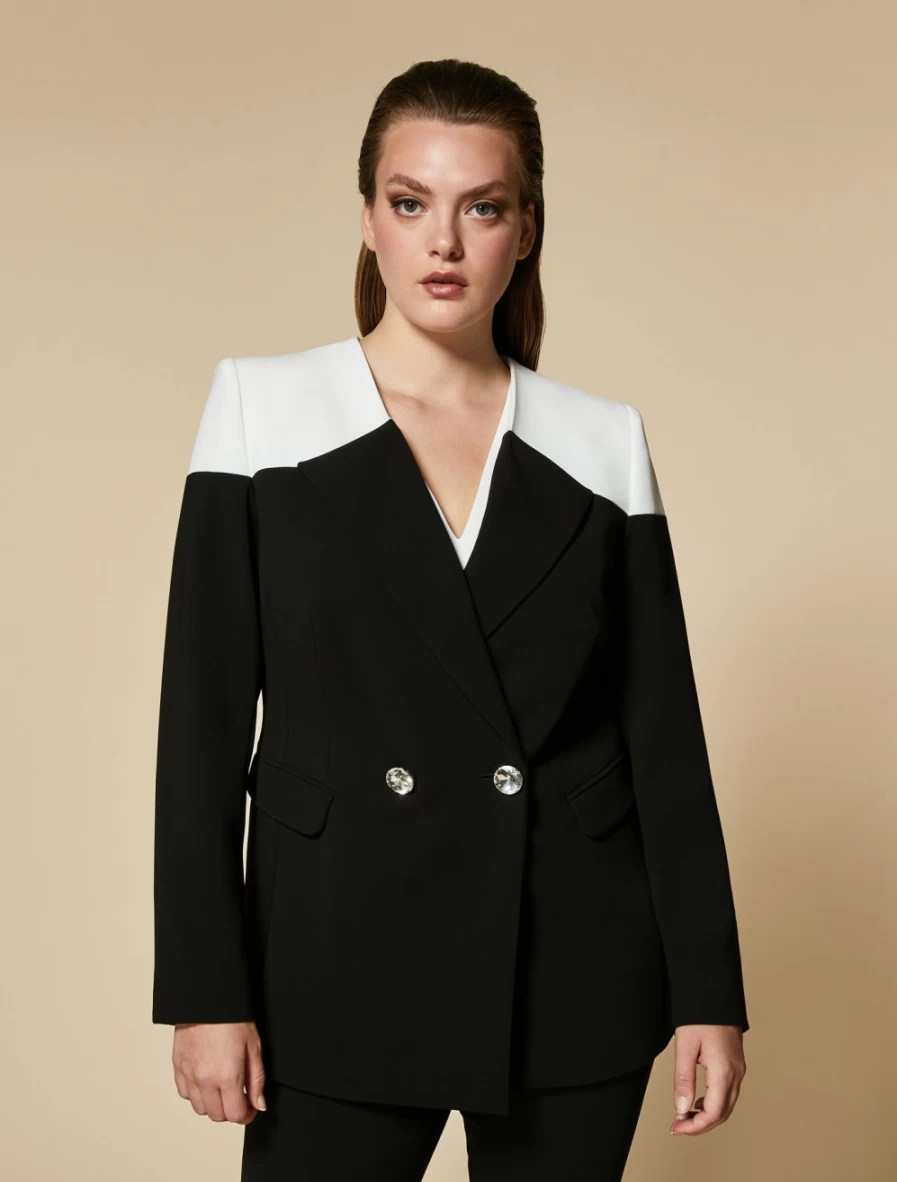Marina Rinaldi Women's Black Triacetate Blazer - Elegant Tailored Jacket for Professional Wear