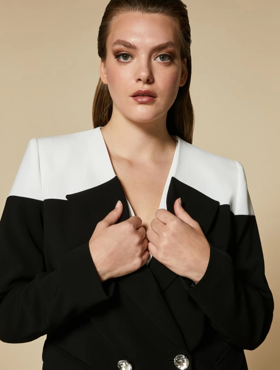 Marina Rinaldi Women's Black Triacetate Blazer - Elegant Tailored Jacket for Professional Wear