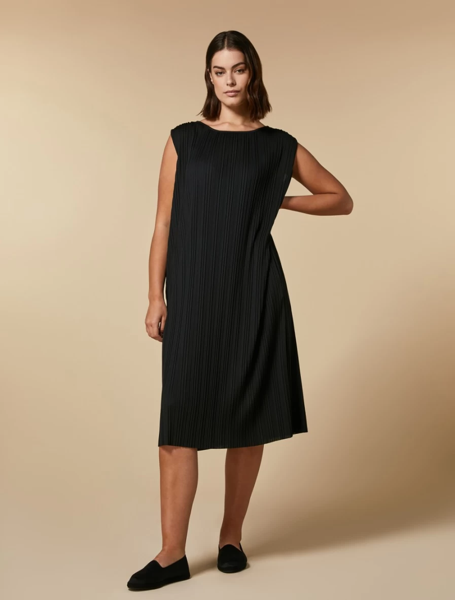Marina Rinaldi Women's Black Pleated Jersey Dress
