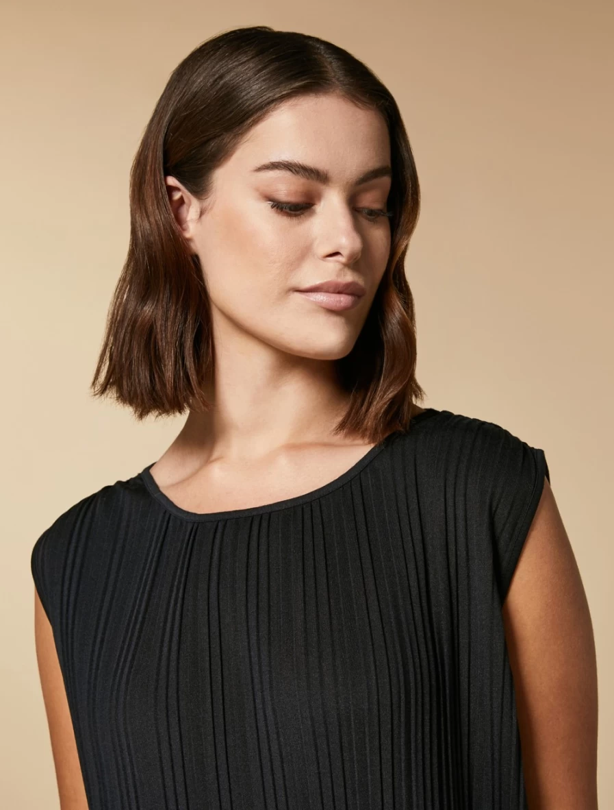 Marina Rinaldi Women's Black Pleated Jersey Dress