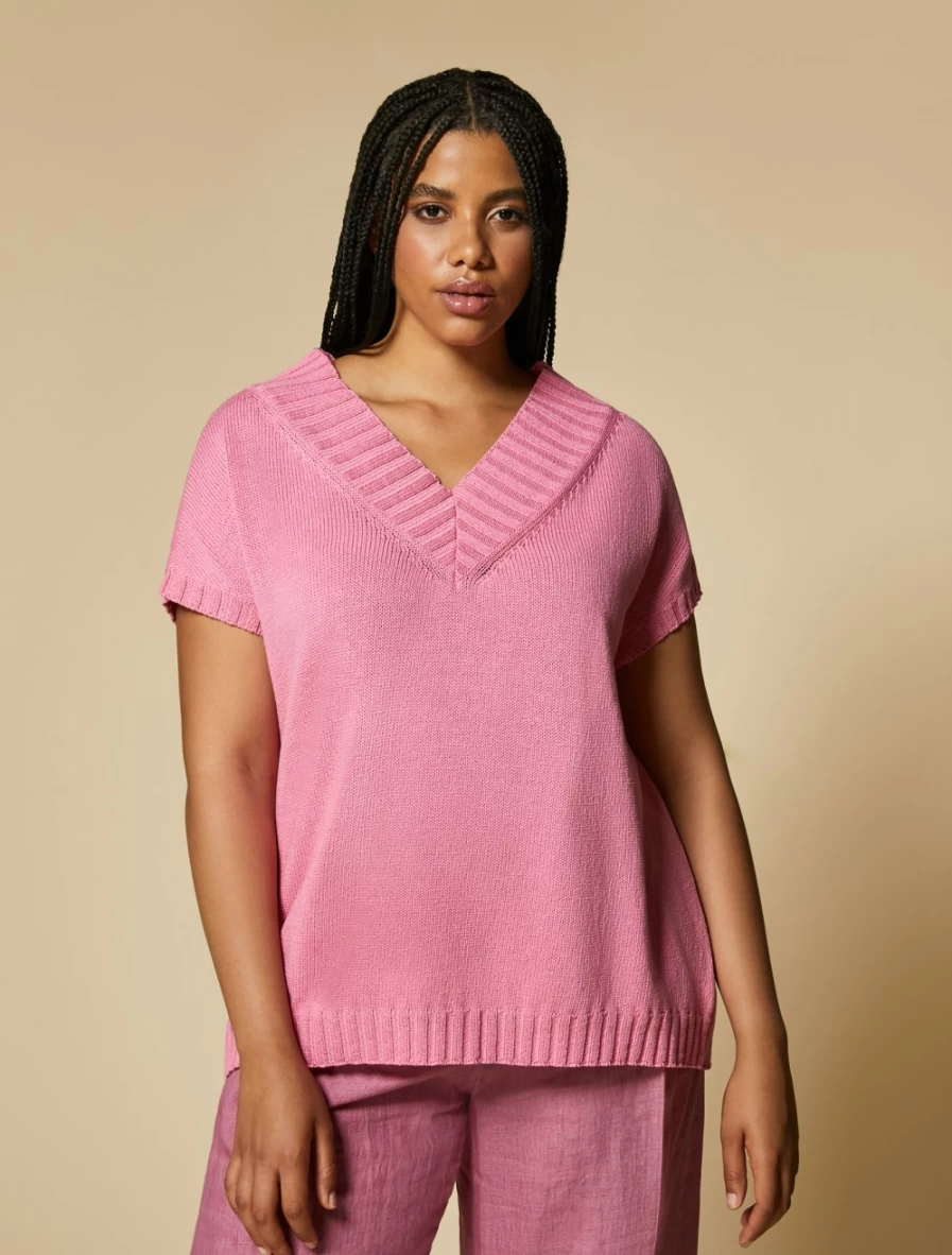 Marina Rinaldi Women's Pink Cotton Sweater
