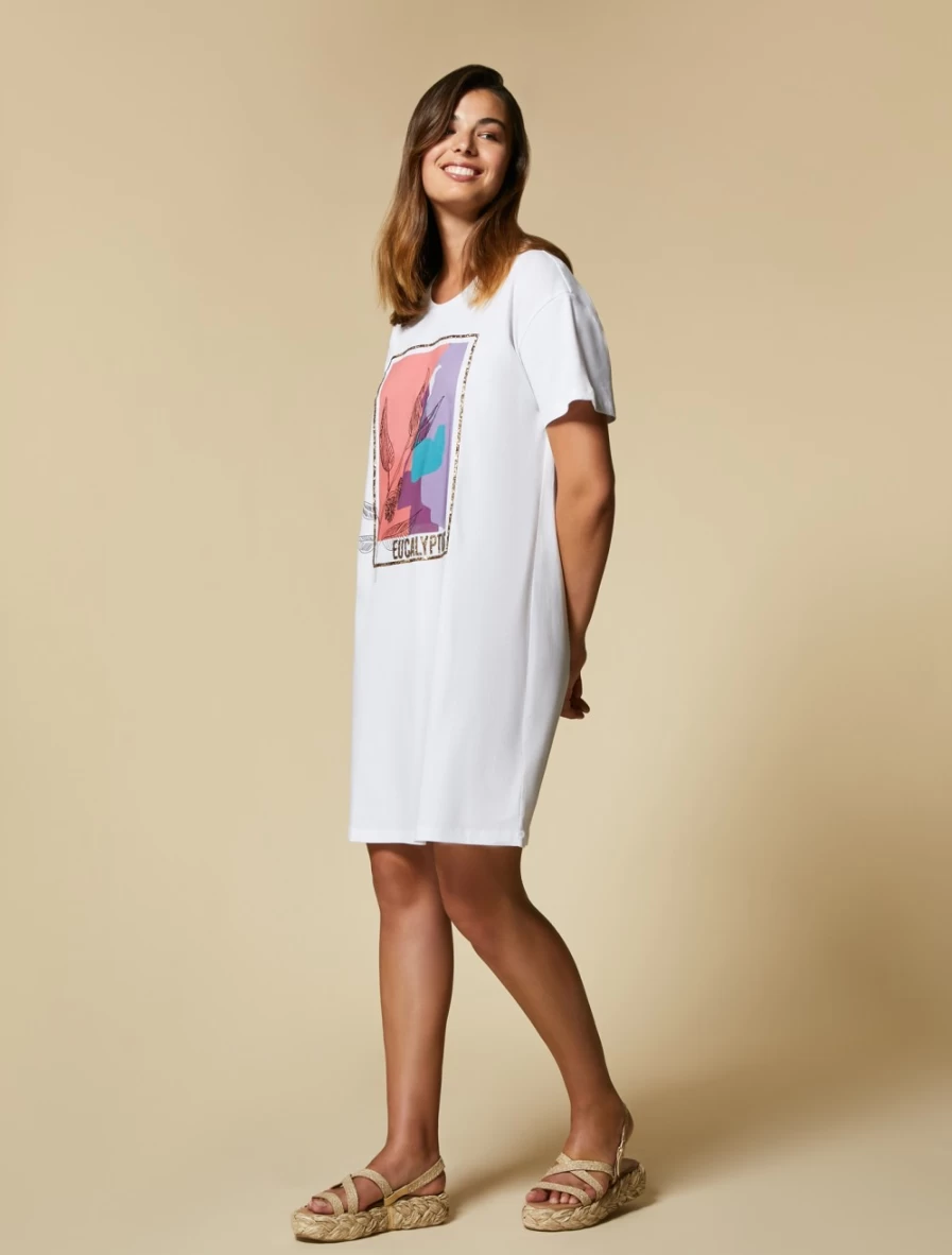 Marina Rinaldi Women's White Jersey Dress - Elegant & Comfortable Summer Dress