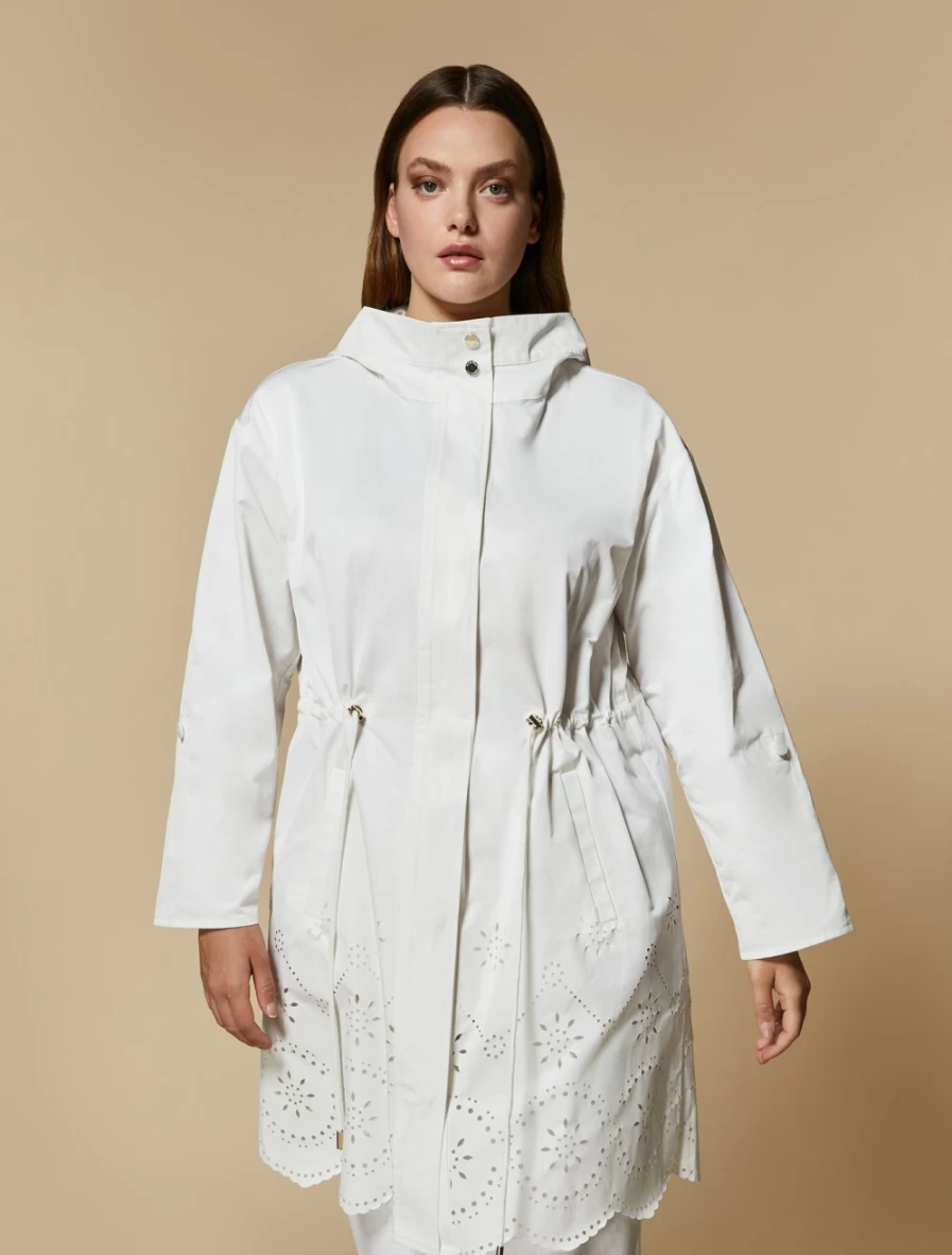 "Marina Rinaldi Women's White Water-Repellent Gabardine Raincoat"